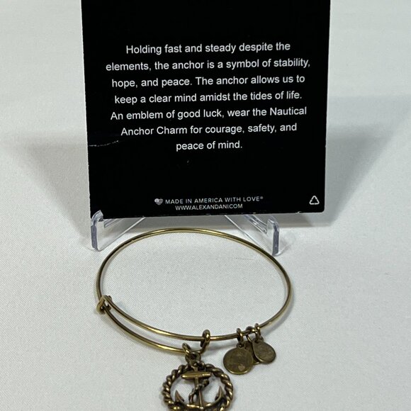 Alex and Ani Gold toned Nautical Anchor Charm Bangle Bracelet - Picture 2 of 5